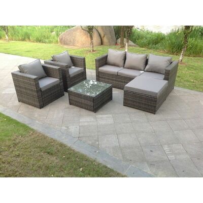 Fimous Lounge Rattan Sofa Set - 6 Seater Outdoor Furniture Fimous Lounge Rattan Sofa Set - 6 Seater Outdoor Furniture
