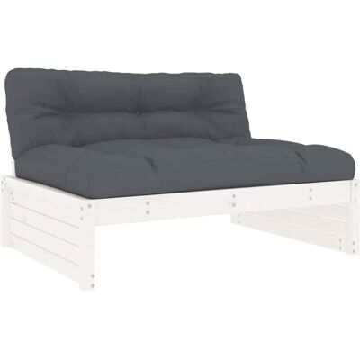 vidaXL White Pine Middle Sofa - Outdoor Sectional Sofa with Cushions vidaXL White Pine Middle Sofa - Outdoor Sectional Sofa with Cushions