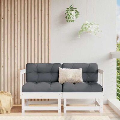 vidaXL White Pine Corner Sofa with Cushions - Outdoor Sectional Sofa vidaXL White Pine Corner Sofa with Cushions - Outdoor Sectional Sofa