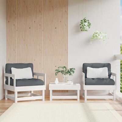 vidaXL Garden Chairs with Cushions 2 pcs White Solid Wood Pine - Garden Chairs vidaXL Garden Chairs with Cushions 2 pcs White Solid Wood Pine - Garden Chairs