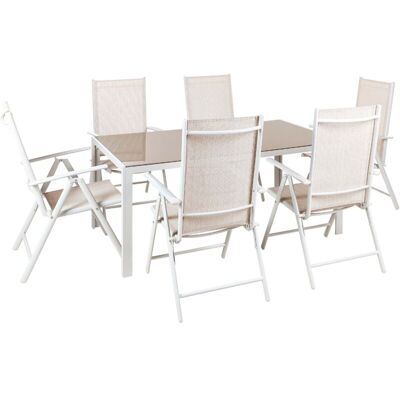 Beliani Modern Garden Dining Set - Catania 6 Seats - Beige Beliani Modern Garden Dining Set - Catania 6 Seats - Beige