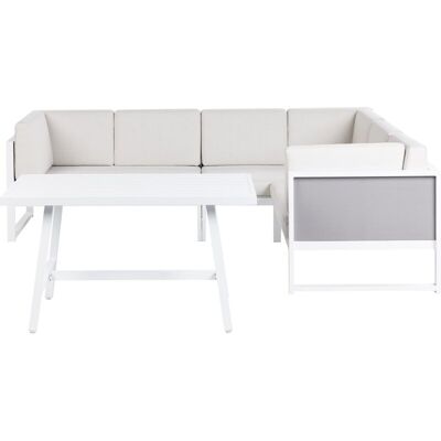 Beliani Outdoor Modular Garden Set - White Aluminum, Cushions Beliani Outdoor Modular Garden Set - White Aluminum, Cushions