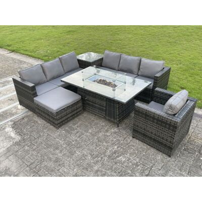 Fimous Rattan Garden Corner Furniture Gas Fire Pit Table Dining Sets Gas Heater Lounge Chair Big Footstool Side Coffee Table Fimous Rattan Garden Corner Furniture Gas Fire Pit Table Dining Sets Gas Heater Lounge Chair Big Footstool Side Coffee Table