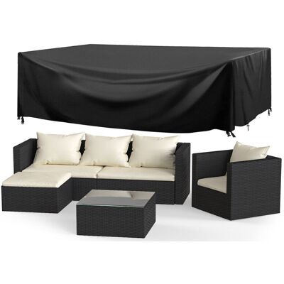 RATTANTREE Outdoor Garden Furniture 5 Seater Rattan Modular Corner Sofa Set with Cover New Version Black RATTANTREE Outdoor Garden Furniture 5 Seater Rattan Modular Corner Sofa Set with Cover New Version Black