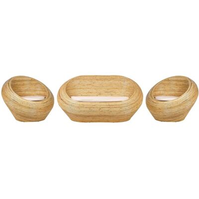 Beliani - Garden Set - Natural Rattan 2-Seater Sofa & Chairs - Beige Cushions Beliani - Garden Set - Natural Rattan 2-Seater Sofa & Chairs - Beige Cushions