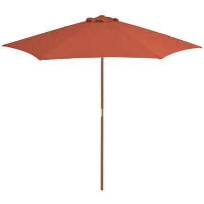 vidaXL Outdoor Parasol with Wooden Pole - 270 cm - Terracotta - Parasol vidaXL Outdoor Parasol with Wooden Pole - 270 cm - Terracotta - Parasol