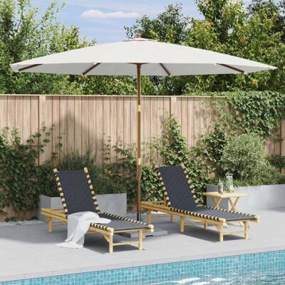 vidaXL Parasol with Wooden Pole 350 cm Sand White - Garden Parasol vidaXL Parasol with Wooden Pole 350 cm Sand White - Garden Parasol