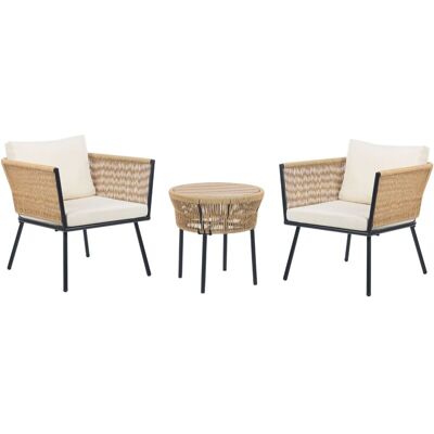 Beliani Bistro Set Natural Off-White PE Rattan - Outdoor Furniture Beliani Bistro Set Natural Off-White PE Rattan - Outdoor Furniture