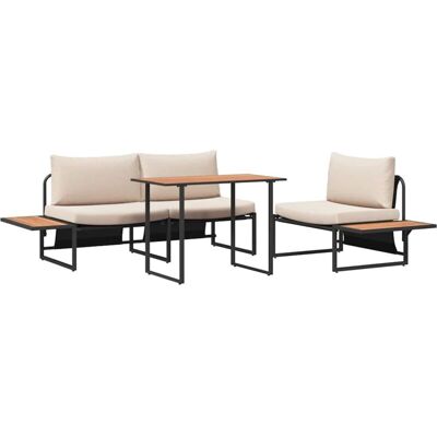 vidaXL Set aus 2 Taupe Pulverbeschichteter Stahl Mittel Gartentischset Taupe - Garden Table Set vidaXL Set aus 2 Taupe Pulverbeschichteter Stahl Mittel Gartentischset Taupe - Garden Table Set