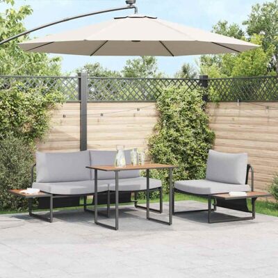 vidaXL Set aus 2 Hellgrau Metallrahmen Tischlänge: 100 cm - Garden Furniture Set vidaXL Set aus 2 Hellgrau Metallrahmen Tischlänge: 100 cm - Garden Furniture Set