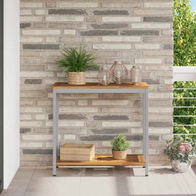 Vidaxl - Outdoor Table 35x80x75 cm Acacia Wood and Steel Vidaxl - Outdoor Table 35x80x75 cm Acacia Wood and Steel