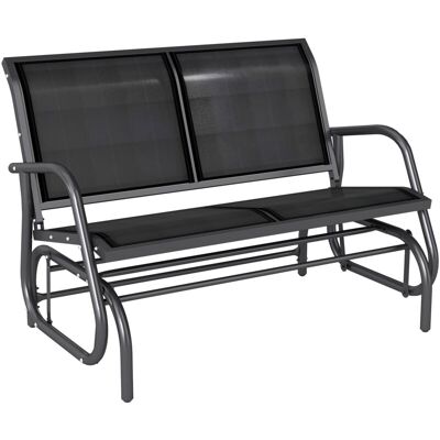 Outsunny 2-Person Patio Glider Bench Gliding Chair Loveseat w/ Armrest Black Outsunny 2-Person Patio Glider Bench Gliding Chair Loveseat w/ Armrest Black