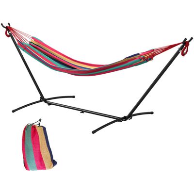 Outsunny 298 x 117cm Hammock with Metal Stand Carrying Bag 120kg Red Stripe Outsunny 298 x 117cm Hammock with Metal Stand Carrying Bag 120kg Red Stripe