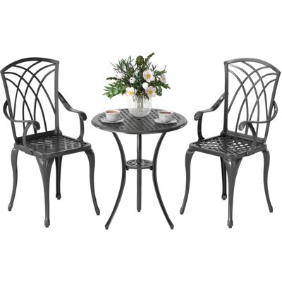 Outsunny - 3 PCs Coffee Table Chairs Outdoor Garden Furniture Set w/ Umbrella Hole Outsunny - 3 PCs Coffee Table Chairs Outdoor Garden Furniture Set w/ Umbrella Hole