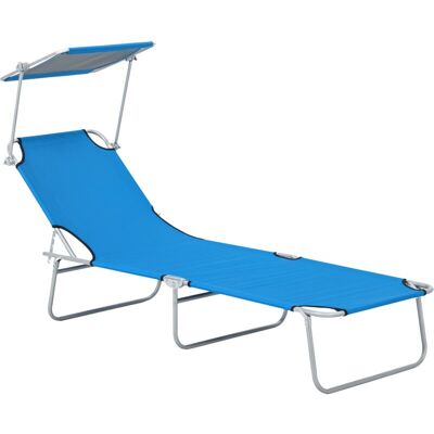 Outsunny Bright Blue Folding Sun Lounger - Sun Lounger Outsunny Bright Blue Folding Sun Lounger - Sun Lounger