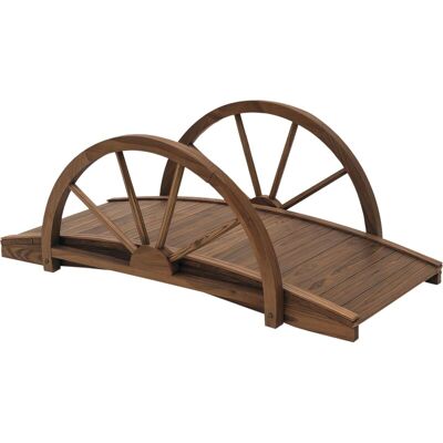 Outsunny Wooden Garden Bridge Arc Walkway,Half Wheeled Railings Stained Wood Outsunny Wooden Garden Bridge Arc Walkway,Half Wheeled Railings Stained Wood