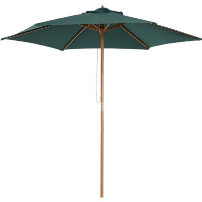 Outsunny 2.5m Wooden Garden Parasol Dark Green - Garden Parasol Outsunny 2.5m Wooden Garden Parasol Dark Green - Garden Parasol