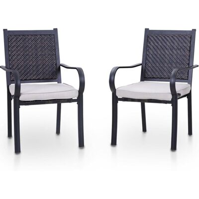 Phivilla - Patio Chairs Set of 2 Metal Rattan Chair with Cushion Outdoor Garden Chair Weather Resistant Phivilla - Patio Chairs Set of 2 Metal Rattan Chair with Cushion Outdoor Garden Chair Weather Resistant