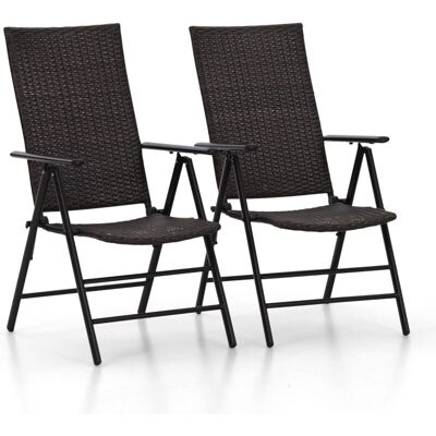 PHIVILLA Sets of 2 Garden Folding Chairs with Aluminum Frame,6X Adjustable with 7 Seating Positions,High Back Outdoor Patio Chairs Weather Resistant (Rattan) PHIVILLA Sets of 2 Garden Folding Chairs with Aluminum Frame,6X Adjustable with 7 Seating Positions,High Back Outdoor Patio Chairs Weather Resistant (Rattan)