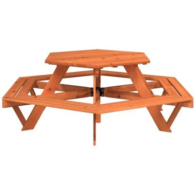 Picnic Table for 6 Kids with Benches Hexagon Solid Wood Fir vidaXL Picnic Table for 6 Kids with Benches Hexagon Solid Wood Fir vidaXL
