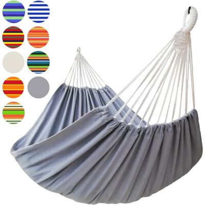 XVX Fliti 2-person Hammock With Canvas 220x150cm For 2 People, Total Length 330cm, Load Capacity 250kg, For Indoor/outdoor Garden, Grey XVX Fliti 2-person Hammock With Canvas 220x150cm For 2 People, Total Length 330cm, Load Capacity 250kg, For Indoor/outdoor Garden, Grey