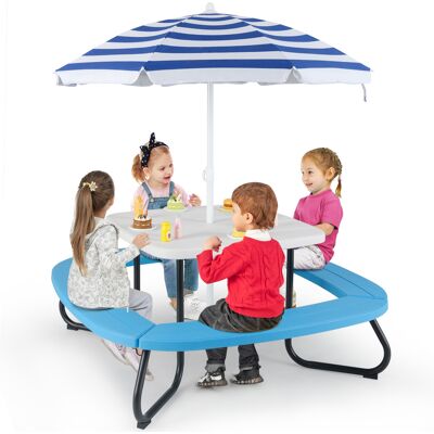 Costway Kids Picnic Table Hdpe Outdoor Table W/height Adjustable Umbrella-white Costway Kids Picnic Table Hdpe Outdoor Table W/height Adjustable Umbrella-white