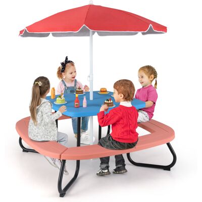 Costway Kids Picnic Table Hdpe Outdoor Table W/height Adjustable Umbrella-blue Costway Kids Picnic Table Hdpe Outdoor Table W/height Adjustable Umbrella-blue