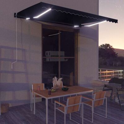 vidaXL Manual Retractable Awning - LED - 450x300 cm vidaXL Manual Retractable Awning - LED - 450x300 cm