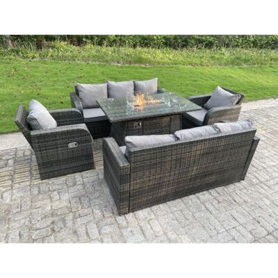 Fimous Outdoor Furniture Gas Fire Pit Rectangle Dining Table Reclining Chair and Sofa - Outdoor Furniture Set Fimous Outdoor Furniture Gas Fire Pit Rectangle Dining Table Reclining Chair and Sofa - Outdoor Furniture Set