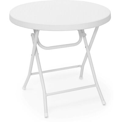 Relaxdays - bastian Garden Table Folding Table Round 74 x 80 x 80 cm for Backyard, Balcony or Patio with Metal Frame in Rattan Look as Side Table or Relaxdays - bastian Garden Table Folding Table Round 74 x 80 x 80 cm for Backyard, Balcony or Patio with Metal Frame in Rattan Look as Side Table or