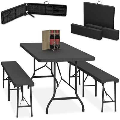 Relaxdays Garden Table Set - 180 cm, Black - Foldable, 3 pcs Relaxdays Garden Table Set - 180 cm, Black - Foldable, 3 pcs