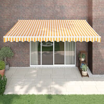 VIDAXL Yellow White Retractable Sun Shade 4.5x3 m VIDAXL Yellow White Retractable Sun Shade 4.5x3 m