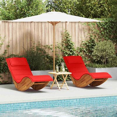 Vidaxl Foldable Red Wood & Fabric Outdoor Chair Set of 2 Vidaxl Foldable Red Wood & Fabric Outdoor Chair Set of 2