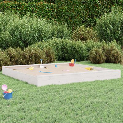 vidaXL White Square Pine Sandbox - Kids Outdoor Play vidaXL White Square Pine Sandbox - Kids Outdoor Play