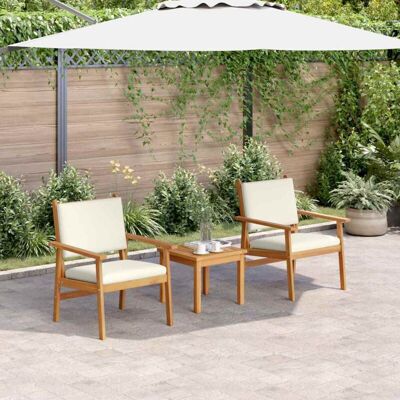 vidaXL Cream White Acacia Garden Furniture Set - Outdoor Garden Furniture Set vidaXL Cream White Acacia Garden Furniture Set - Outdoor Garden Furniture Set