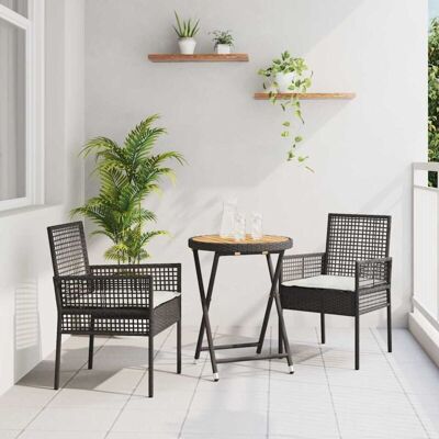 Vidaxl Black Garden Bistro Set - Rustic Acacia Wood, Foldable, UV-Resistant Vidaxl Black Garden Bistro Set - Rustic Acacia Wood, Foldable, UV-Resistant