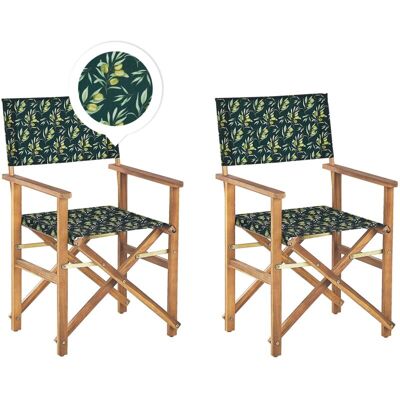 Beliani Garden Chairs Set of 2 - Acacia Wood Green Beliani Garden Chairs Set of 2 - Acacia Wood Green
