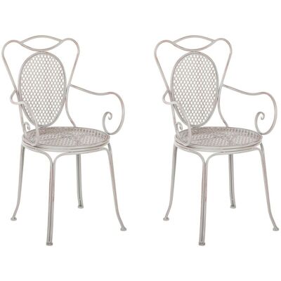 Beliani Set of 2 Grey Metal Garden Chairs - Garden Chairs Beliani Set of 2 Grey Metal Garden Chairs - Garden Chairs