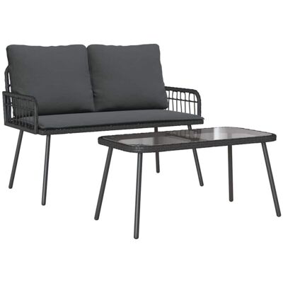 vidaXL Set aus 2 Schwarz Rattan Mittel Leicht Outdoor Sofa Set Black - Outdoor Sofa Set vidaXL Set aus 2 Schwarz Rattan Mittel Leicht Outdoor Sofa Set Black - Outdoor Sofa Set