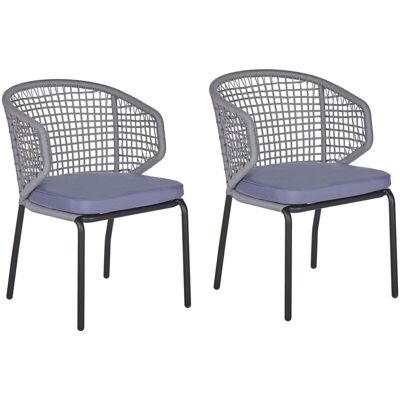 Beliani Garden Chairs Set - Grey, Metal, Cushions - Outdoor Furniture Beliani Garden Chairs Set - Grey, Metal, Cushions - Outdoor Furniture