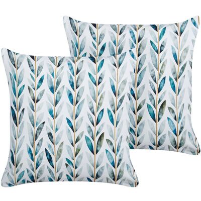 Beliani Loano Garden Cushions - Water-Repellent - White & Green - 45x45 cm Beliani Loano Garden Cushions - Water-Repellent - White & Green - 45x45 cm