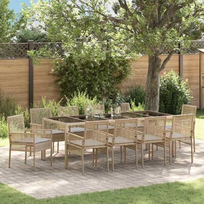 Beige Garden Dining Set 11 pcs with Cushions - Garden Furniture Beige Garden Dining Set 11 pcs with Cushions - Garden Furniture