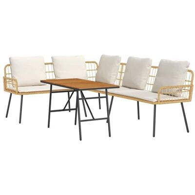 vidaXL Outdoor Rattan Furniture Set - Beige - Seats Four vidaXL Outdoor Rattan Furniture Set - Beige - Seats Four