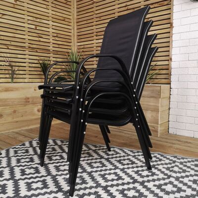 SAMUEL ALEXANDER Set of 4 Outdoor Garden Patio Textilene Furniture Chairs in Black SAMUEL ALEXANDER Set of 4 Outdoor Garden Patio Textilene Furniture Chairs in Black