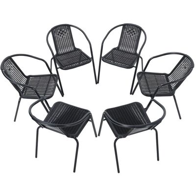 LIVINGANDHOME Set of 6 Black Garden Patio Metal Wicker Chairs LIVINGANDHOME Set of 6 Black Garden Patio Metal Wicker Chairs