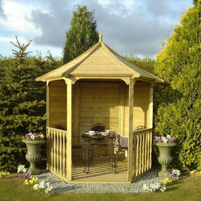 Shire Arbour Hexagonal Gazebo - 7x6ft Garden Structure Shire Arbour Hexagonal Gazebo - 7x6ft Garden Structure
