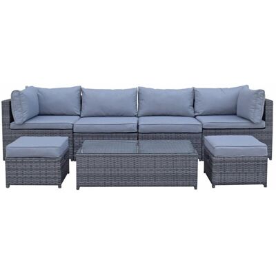 Signature Weave - Chelsea Wicker Modular Corner Sofa Chair Coffee Table Set Grey Signature Weave - Chelsea Wicker Modular Corner Sofa Chair Coffee Table Set Grey