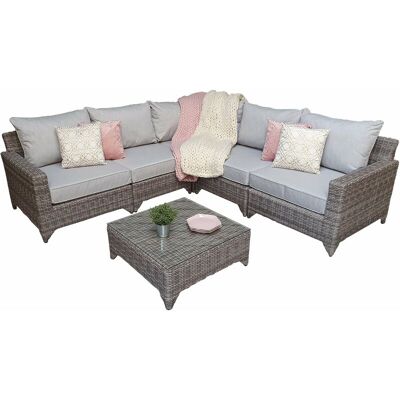 Signature Weave - Helena Wicker Modular Corner Sofa Chair Coffee Table Set Grey Signature Weave - Helena Wicker Modular Corner Sofa Chair Coffee Table Set Grey