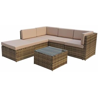 Signature Weave - Stella Wicker Modular Corner Sofa Stool Coffee Table Set Natural Signature Weave - Stella Wicker Modular Corner Sofa Stool Coffee Table Set Natural