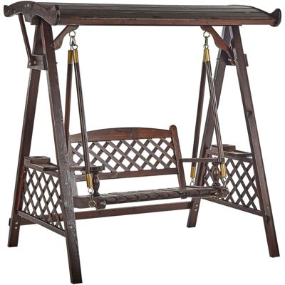 Beliani Senarica Wooden Garden Swing - Traditional Rustic Style Beliani Senarica Wooden Garden Swing - Traditional Rustic Style